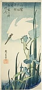 White heron and iris by Utagawa Hiroshige