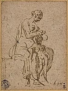 Woman Delousing a Child by Parmigianino