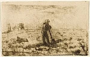 Woman Hanging Out Clothes by Jean François Millet