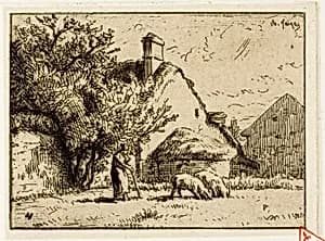Woman Tending Two Pigs by Charles Émile Jacque