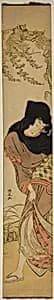 Woman under Windblown Wisteria by Torii Kiyonaga