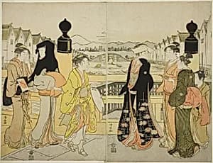 Women Crossing Nihonbashi Bridge by Torii Kiyonaga