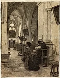 Women Praying in Church by Léon Augustin Lhermitte