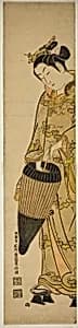 Young Woman with Umbrella by Ishikawa Toyonobu