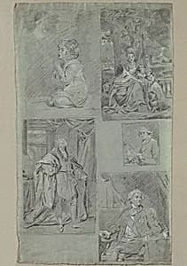 5 Bildnisstudien by Peter Krafft