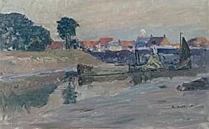 Aufgehender Mond über Nieuport by Alfred Zoff