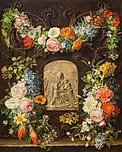 Blumenkranz mit Madonnenrelief by Pauline von Koudelka-Schmerling