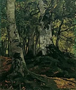 Buchenwald mit Liebespaar by Wilhelm Trübner