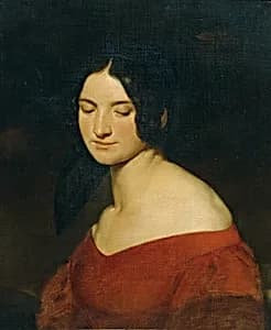 Dame in indischrotem Kleid by Joseph Hasslwander