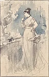 Dame in langem Kleid by Franz von Persoglia