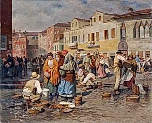 Fischmarkt in Venedig by Carl Feiertag
