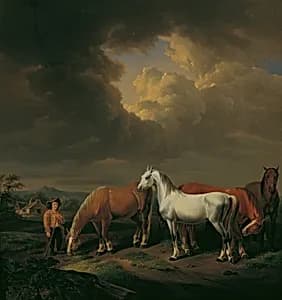 Fünf Ackerpferde by Johann Baptist Michael Dallinger von Dalling