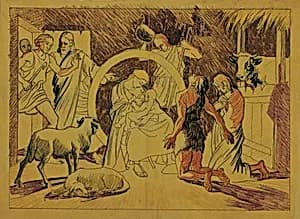 Heilige Familie mit Hirten by Josef Wawra