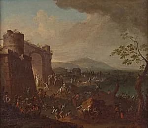Jahrmarkt vor einem Stadttor