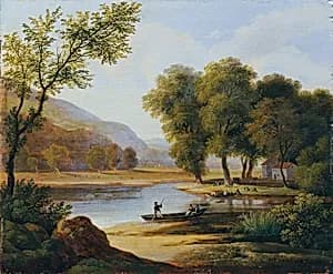 Kahnfahrer in Landschaft