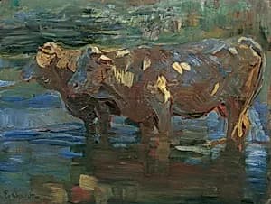 Kühe an der Tränke by Victor Eckhardt von Eckhardsburg