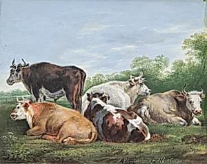 Kühe auf einer Weide by Ferdinand Ehricht der Jüngere