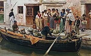 Kürbisverkäufer in Chioggia by Ludwig Johann Passini