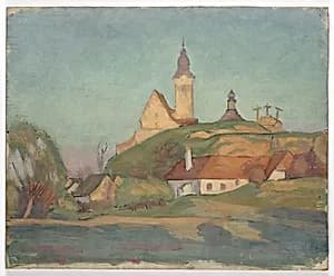 Landschaft mit Kirche by Walther Gamerith
