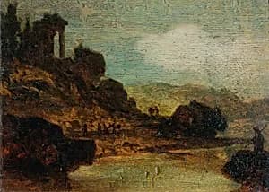 Landschaft mit Ruine by Joseph Hasslwander