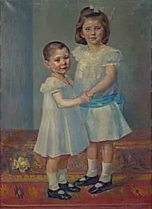 Porträt zweier Kinder by Franz Jaschke
