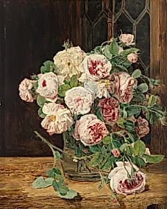 Rosenstrauß am Fenster by Ferdinand Georg Waldmüller