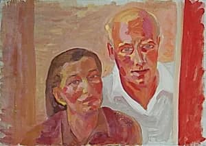 Selbstbildnis mit Frau Grete by Walther Gamerith