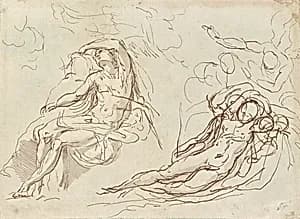 Sitzende und liegende Figur by Unknown