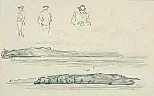 Skizze mit Felslandschaft by Hermann Vinzenz Heller