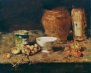 Stillleben mit weißer Schale by Carl Schuch