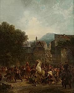 Viehmarkt in einer Kleinstadt by Bernhard Mühlig
