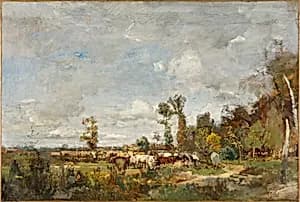 Weidendes Vieh in Holland by Emil Jakob Schindler