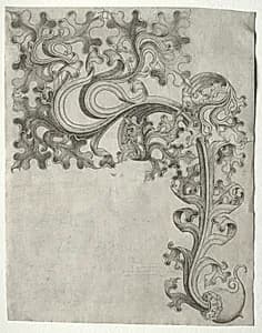An Oak Leaf Ornament by Master W with the Key (Flemish)