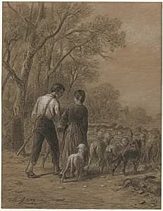 Bringing in the Sheep by Charles-Émile Jacque (French, 1813–1894)