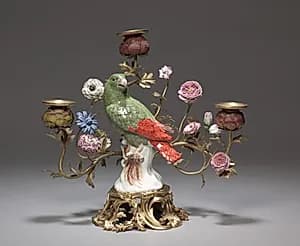 Candelabrum with Parrot  by Meissen Porcelain Factory (German, est. c. 1710)