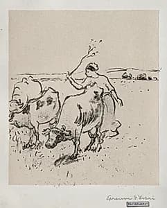 Cowherder by Camille Pissarro (French, 1830–1903)