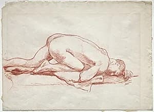 Crouching Male Nude by Unknown Artist