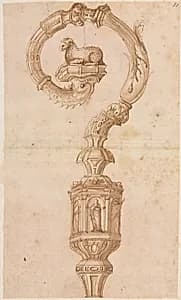 Design for a Crozier by Luzio Romano (Italian, active 1528–75)