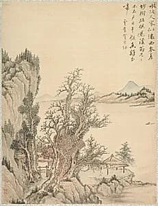 Dwelling by the Shore by Tsubaki Chinzan (Japanese, 1801–1854)
