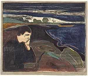 Evening, Melancholy I by Edvard Munch (Norwegian, 1863–1944)