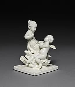 Girl with Putto by Chantilly Porcelain Factory (French)