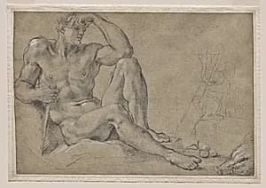 Hercules Resting (recto) by Annibale Carracci (Italian, c. 1560–1609)