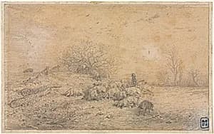 Herd of Pigs by Charles-Émile Jacque (French, 1813–1894)