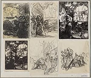 L'Incendie de Louvain by Auguste Louis Lepère (French, 1849–1918)
