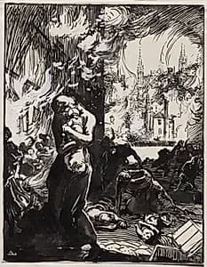 L'Incendie de Louvain by Auguste Louis Lepère (French, 1849–1918)