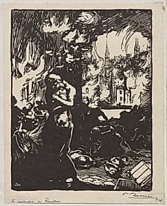L'Incendie de Louvain by Auguste Louis Lepère (French, 1849–1918)
