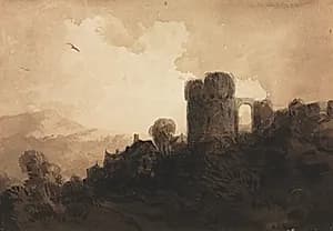 Landscape with Castle Ruin by Richard Parkes Bonington (British, 1802–1828)