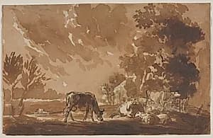 Landscape with Cattle (recto) by Jules Dupré (French, 1811–1889)