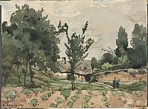 Landscape with Farmhouse by Henri Joseph Harpignies (French, 1819–1916)