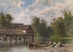 Les Lavandières (Washerwomen) by Eugène Cicéri (French, 1813–1890)